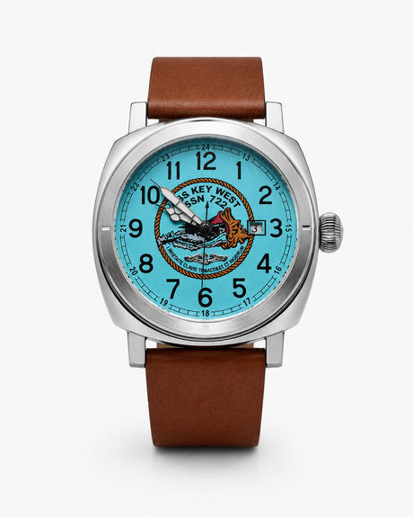 USS Key West SSN-722 Bubblehead automatic watch with silver submariner insignia